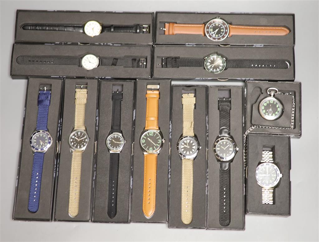 Twelve Military and other modern collectors watches by Eaglemoss,